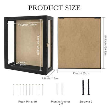 13x16x6 Extra Black Deep Shadow Box with 3 Removable Panels,Black - color: Black, size: 13x16x6