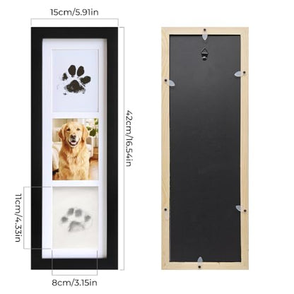 Paw Print Kit for Dogs, Pine Wood Frame with Inkless Pad & Clay Kit | Solid Pine Wood Construction, Includes Inkless Pad and Clay Kit, Step-by-Step Instructions Included, Wall Mountable Design