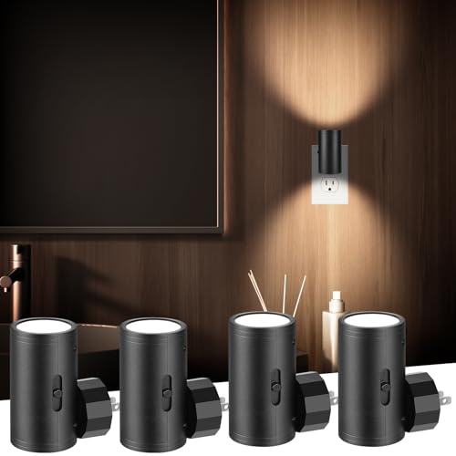 TSEXES LED Night Lights Plug into Wall, Warm White 2700K, 4 Pack | Dusk to Dawn Sensor, 0-300LM Adjustable Brightness, Dimmable, For Kitchen Hallway Bedroom Bathroom - color: 2700K Warm White, size: 4 Pack