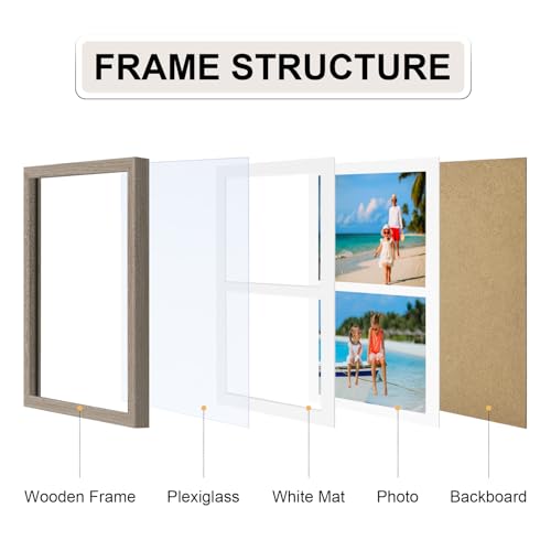 Vittanly 8.5x11 Collage Picture Frame, Displays 2Pcs 5x7 Photos - color: Light Taupe, size: 8.5x11