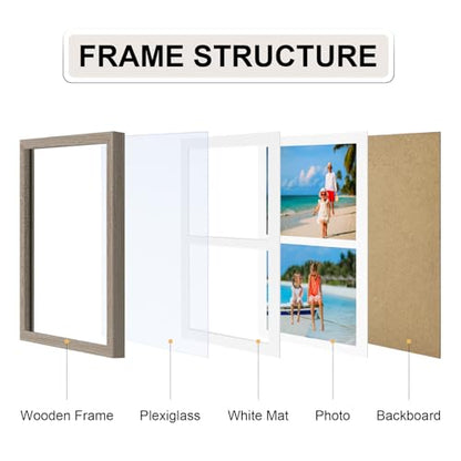Vittanly 8.5x11 Collage Picture Frame, Displays 2Pcs 5x7 Photos - color: Light Taupe, size: 8.5x11