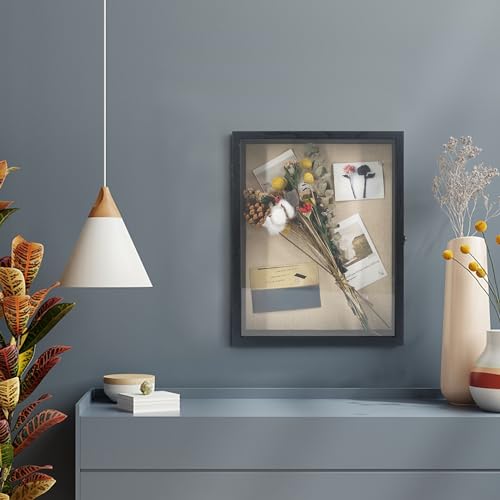 Large Graduation Shadow Box Frame for Cap Gown, Black 13x16 Display Case - color: Rustic Black, size: 13"x16" (33x40 cm)