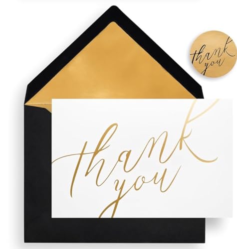 Thank You Cards with Envelopes & Stickers – 40 Blank 4x6 Note Cards Bulk Set for Small Business, Wedding, Baby Shower, Graduation, Funeral, Bridal Shower - color: Black, size: 40 Set