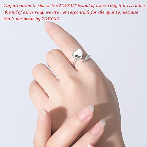 Sterling Silver Urn Rings for Ashes for Women: Angel Wing Opal Cremation Jewelry Rings for Ashes of Loved Ones - Cat Dog Memorial Keepsake Open Adjustable Ring Jewelry for Women - style: Angel Wings Urn Rings