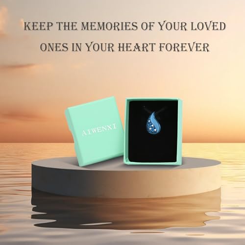 Tree of Life Teardrop Urn Necklace for Ashes Teardrop Crystal Cremation Jewelry Celtic knot Ashes Pendant Stainless Steel Keepsake Memorial Jewelry for Women Men - color: Blue