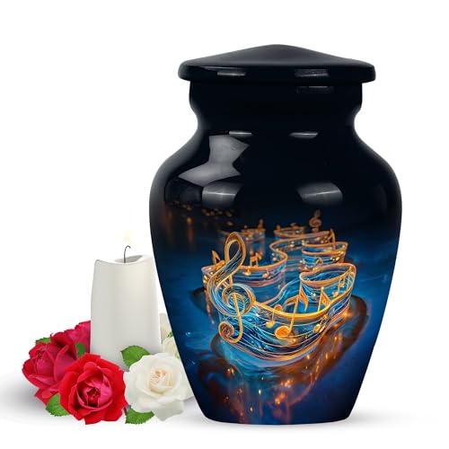 Yatskia Golden Music Little Cremation Keepsake Urns for Human Ashes Adult Brother and Sister, Mini Funeral Burial Urn for Ashes Adult Male, (Classic Pack of 1, 3 Inch) - color: #3 Music, size: 3 Inch Pack of 1