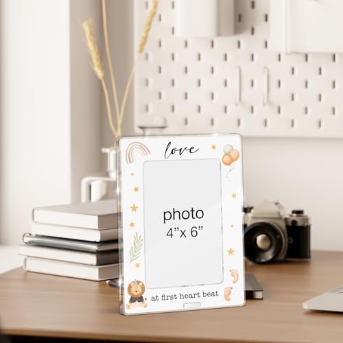 Gender Reveal Gifts Photo Frame, Pregnancy Announcements New Mom Expecting Parents to Be Keepsake Gifts, Love at First Heartbeat Sonogram Acrylic Picture Frames, 4 x 6 Inch Ultrasound Photo - color: L-Gender Reveal