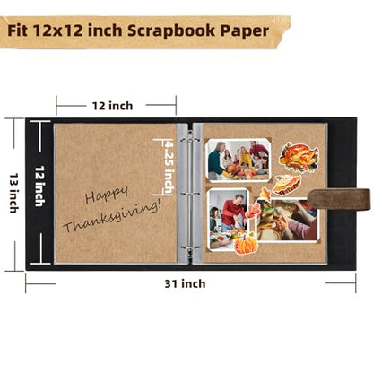 Vienrose 15"x13" Scrapbook Album Gift Set Faux Leather DarkBrown 100 Pages | 3 Ring Scrapbook With 100 Kraft Pages, 50 Plastic Sleeves, Blank Scrapbooks, Photobook, Valentine Gift Wedding Anniversary - color: Dark Brown, size: 15"X13" 50Sheets