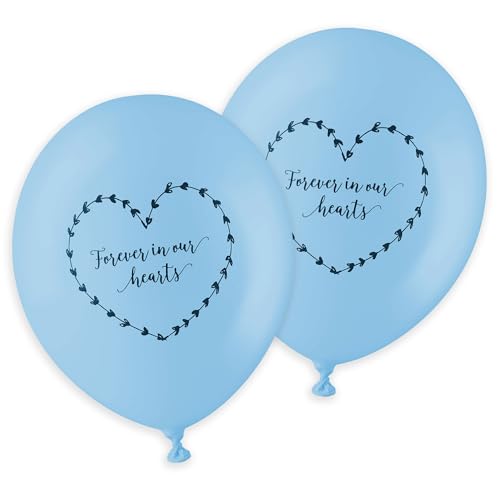 ANGEL & DOVE 25 Blue Funeral Balloons 'Forever In Our Hearts' Biodegradable - for Memorial, Celebration of Life
