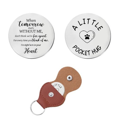 Xiyantiji Memorial Gifts for Loss of Dog Cat Leather Pocket Hug Keychain Remembrance Bereavement Gifts for Pet Owner Friends - color: Brown