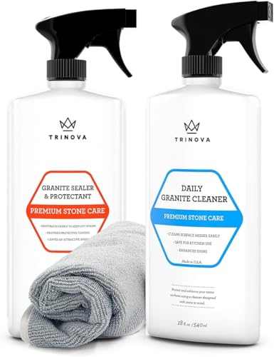 TriNova Granite Cleaner & Sealer Bundle, 18 fl oz Each | Two-step stone-care bundle for cleaning and sealing hard stone surfaces. - style: Protectant Bundle