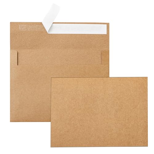 Silunkia 100 Packs Brown Single Panel Cards and Envelopes 4.25 x 5.5 - color: Brown, size: 4.25x5.5-100pcs