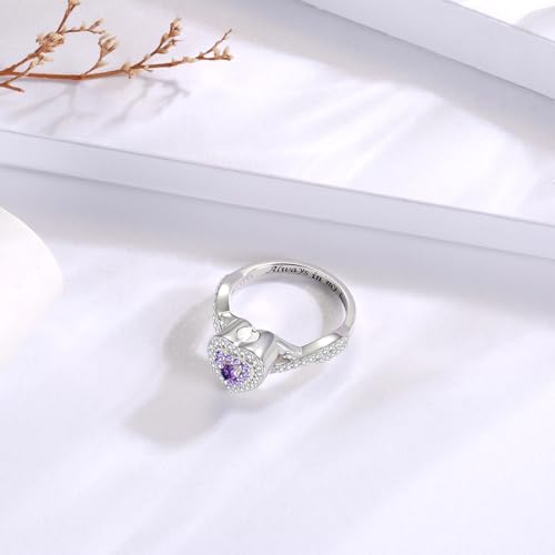 Sariel Teardrop Cremation Ring for Ashes - 925 Sterling Silver Urn Keepake Rings Memorial Jewelry for Women - color: Heart（Purple）
