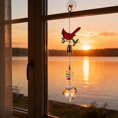 Cardinal Crystal Catcher Mini Urn for Ashes Keepsake Suncatcher with Small Cremation Holder,Hanging Memorial Decor mini urn,1.2 Inches Tiny urn for Human or Pet Ashes Sharing Memorial Urn