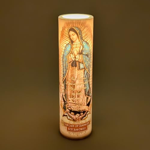 Our Lady of Guadulpe with Juan Diego, LED Flameless Devotional Prayer Candle
