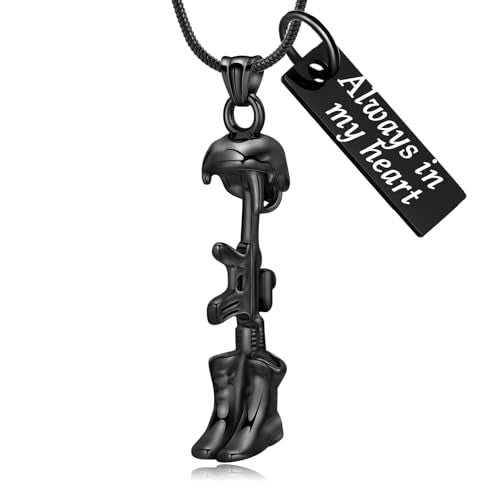 Cremation Jewelry Military Shoes Hats Guns Urn Necklace for Ashes Stainless Steel Military Equipment Pendant Memorial Necklaces Ash Holder for Human Pets Keepsake Jewelry of Loved Ones with Fill Tool - color: Customize