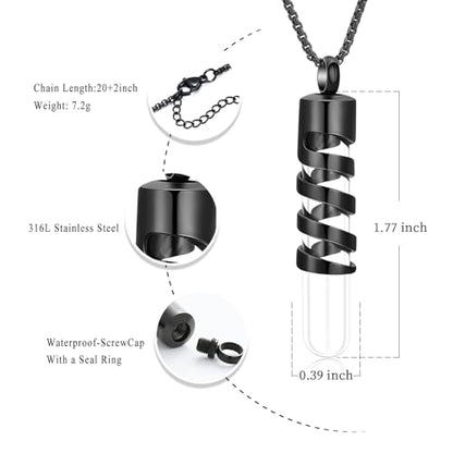 Oinsi Clear Glass Tube Cremation Urn Jewelry Ashes Holder Necklace Keepsake Memorial Pendant Including Box/Fill Kits - color: Customize-Text / Image