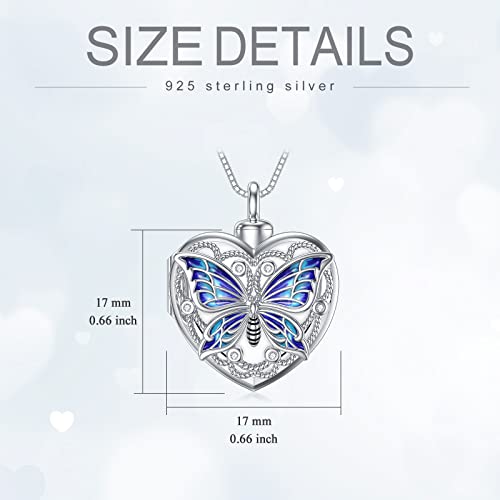 WINNICACA Cremation Jewelry for Ashes Locket Ashes Necklace Urn Necklace for Women Sterling Silver Cremation Necklace for Ashes Fine Keepsake Picture Necklace Memorial Jewelry - style: B01-Butterfly Urn Locket Necklace