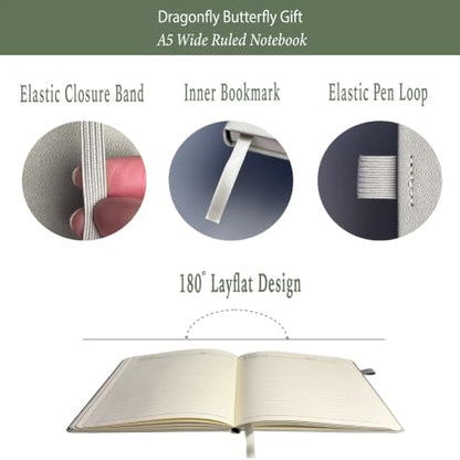 Dragonfly Gifts Women, Inspirational Encouragement Dragonfly Gift Ideas | Hardcover Notebook Green Foil 200 Pages A5 Lined, Dragonfly Themed Gift for Dragonfly Lover Friend Birthday Holiday Christmas - color: Gray-Green