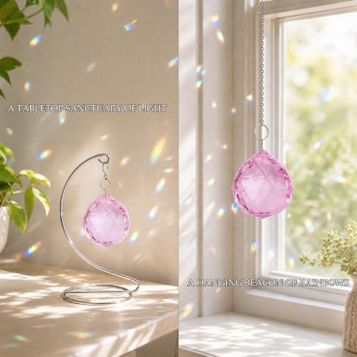 Bereavement Gifts for Loss of Loved One, Hanging Pink Rainbow Maker - color: Pink Ball