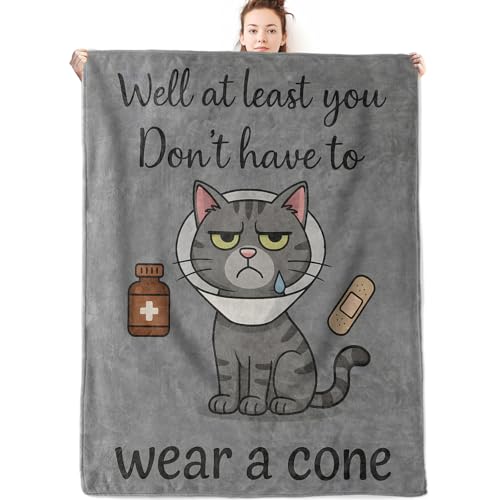 Get Well Gifts for Women Men Cute Cat Flannel Blanket,60x50inch,Gray Cartoon Kitten Blankets,Inspirational Sympathy Throw,for Friend,Family,Bedroom,Sofa,Living Room,Camping Decor Throws - color: Cat 02, size: 60x50 Inch