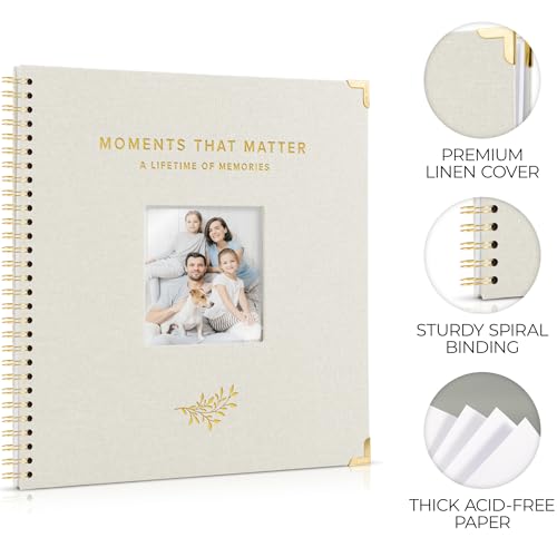 Beautiful Linen Scrapbook Photo Album 10"x10" - 40-Page Blank Guest Book | Perfect to Preserve Special Memories of Family, Weddings, Birthdays and Baby Showers - Timeless Keepsake for Every Home - color: Beige