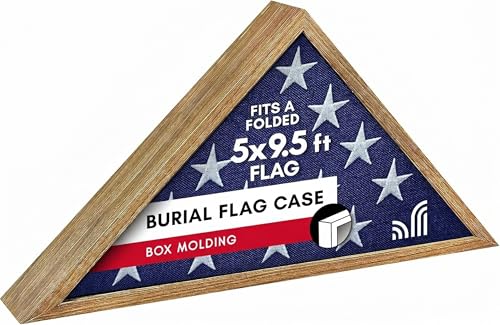 Americanflat Large Flag Display Case for Folded 5x9.5' Burial Flags - Engineered Wood Display Box for Wall or Tabletop - Silhouette Collection - Driftwood - color: Driftwood, style: 5x9.5 Burial Flag