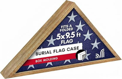 Americanflat Large Flag Display Case for Folded 5x9.5' Burial Flags - Engineered Wood Display Box for Wall or Tabletop - Silhouette Collection - Driftwood - color: Driftwood, style: 5x9.5 Burial Flag