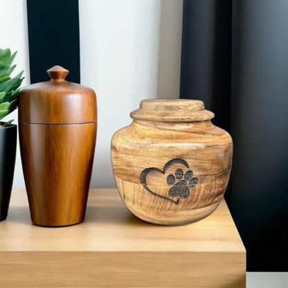 Wooden Urn for Dog Wooden Pet urn Cremation Urn for pet Urns for Dogs Ashes Wooden Pet Urn Box Small Wooden urn (Medium (7" Hx6 Diameter)(110Cu/In)) - size: Medium (7"Hx6"Diameter)(110Cu/In)