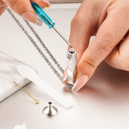Abooxiu Screw with Screwdrivers for Urn Necklace Cremation Jewelry Ashes Keepsake Stainless Steel Replacement Silver