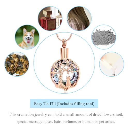 Hearbeingt Tree of Life Cremation Jewelry Paw Print Urn Necklace for Ashes - color: A-Rosegold 2