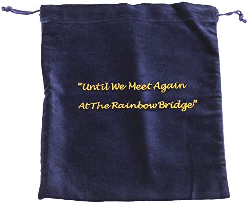 Large Blue Velvet Rainbow Bridge Cremains Bag for Ashes - Large Size 10"L x 12"H - for Holding 230 Cubic Inches of Pet Cremains - Includes Plastic Bag for Ashes - color: Blue, size: Large