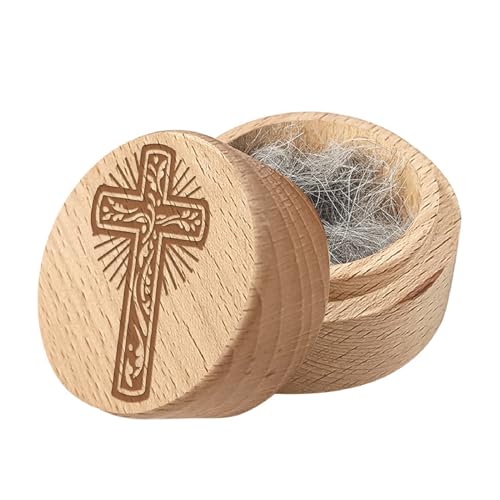 CREATCABIN Pet Wooden Keepsake Box Pet Hair Keepsake Box Animal Memorial Casket for Memorial Animal Retain Dogs Cats Hair Teeth Nails Ashes Fauna Funeral or Remembrance Home Decor 1.96x1.57 Inch Cross - style: Cross