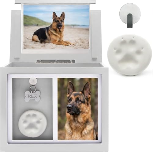 Chasing Tails Pet Urns for Dogs - Urnas para Cenizas de Perros, Suitable for All Pets - Includes Paw Print Kit, Picture Frame and Photo Book for a Lasting Tribute and Cherish Precious Memories - color: White