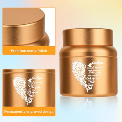 Small Urns for Human Ashes Cremational Keepsake, 2.2 Inches High, Gold | Solid aluminum, Mini Pocket Size, Comes with velvet bag - color: 1 Pack Gold