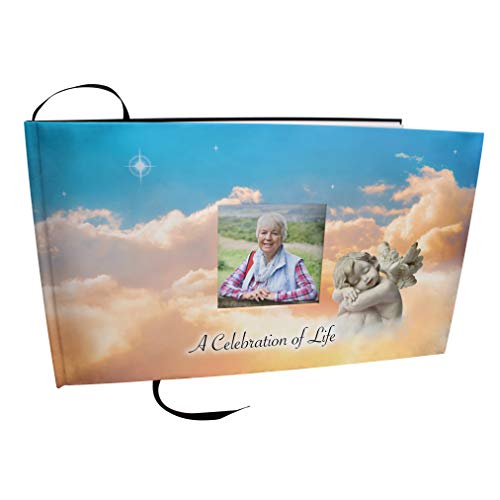 COMMEMORATIVE CREMATION URNS Angel of Mine Photo Funeral Guest Book for Memorial Service and Celebration of Life Guest Book for Memorial Service - Beautiful & Vibrant Sign in Book for Funeral - color: Angel of Mine