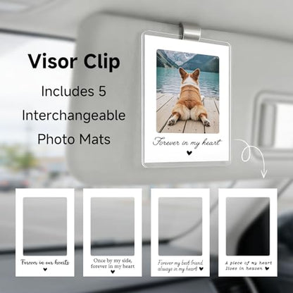 OFlyDesigns Pet Memorial Car Visor Photo Holder, Dog Loss Sympathy Gift for Women Men, Pet Remembrance Picture Frame for Car Sun Visor, Rainbow Bridge Keepsake for Dog Cat Lovers