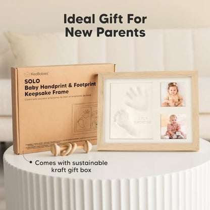 Baby Hand and Footprint Kit,Quick Dry Clay Baby Footprint Kit (Ash Wood) | Pets Paw Kit, Newborn Keepsake Picture Frame for Boys, Girls, Personalized New Mom Gifts for Shower & Registry, Grandparents - color: Ash Wood
