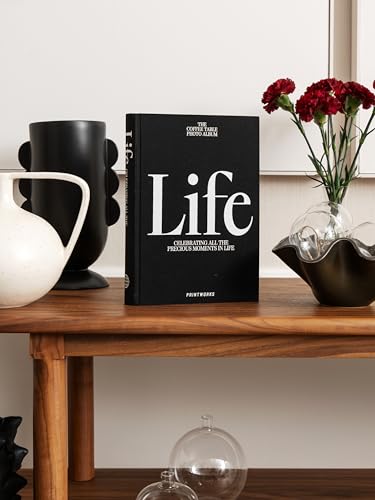 PrintWorks Life Photo Book, Black - Minimalist 80-Page Hardcover Album | Black Paper, Fabric Cover, FSC Certified Acid-Free, Metal Binder, Photo Corners Sold Separately - style: Life