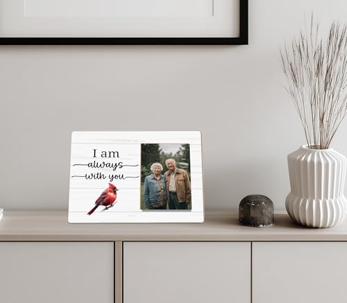 Red Cardinal Gifts Picture Frame,Memorial Sympathy Bereavement Gifts Picture Frame for Loss of a Loved One,I am Always With You Photo Frame - color: Brown