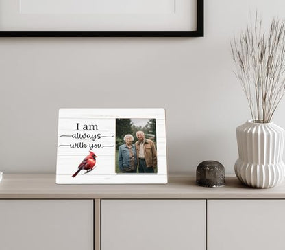 Red Cardinal Gifts Picture Frame,Memorial Sympathy Bereavement Gifts Picture Frame for Loss of a Loved One,I am Always With You Photo Frame - color: Brown
