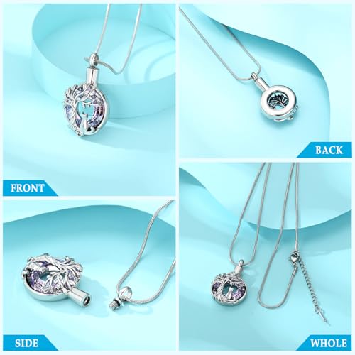 Hearbeingt Tree of Life Cremation Jewelry Paw Print Urn Necklace for Ashes - color: A-Silver 2