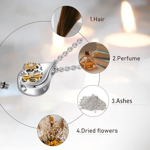 Turtle Angel Dog Butterfly Cremation Jewelry for Ashes Stainless Steel Urn Necklace Ash Holder for Women Men - style: waterdrop
