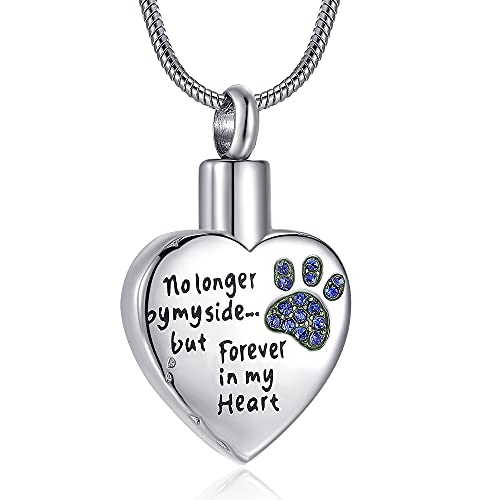 Cremation Jewelry for Ashes for Dog Cat Waterproof Pet Memorial Urn Pendant Necklace for Ashes - color: Dark Blue