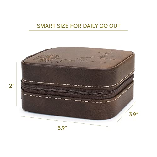 Custom Leather Jewelry Box w/Name & Birth Flower Month - Birthday Gifts for Women, Personalized Jewelry Travel Case - Customized Jewelry Organizer Box, Mom Birthday Gifts - Emerald - color: EMERALD