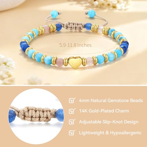 yupoxiu Natural Stone Bracelets - Inspirational Birthday Gifts for Women | Thinking of You & Get Well Soon Gifts for Women, Unique Jewelry Gift for Friend, Sister, Her - style: I-Blue Aventurine & you're