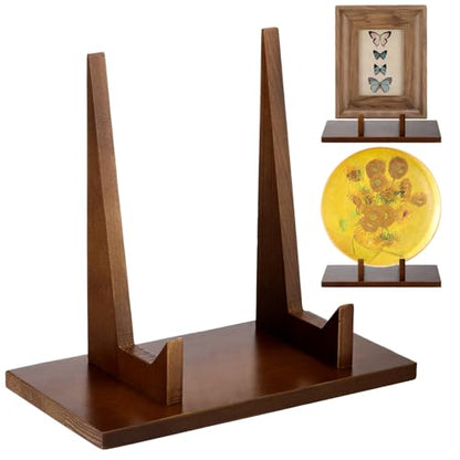 RattanView 1 Pcs Wood Plate Stand for Display 5.9 Inch Plate Holder Display Frame Picture Photo Card Tabletop Decorative Stand - size: 5.9 Inch