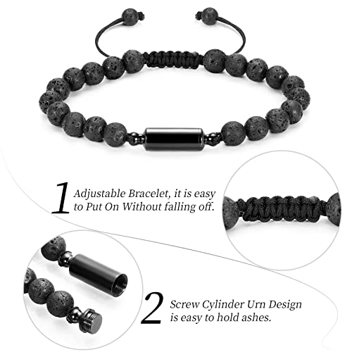 shajwo Cylinder Urn Bracelet for Ashes for Women Men - color: Black