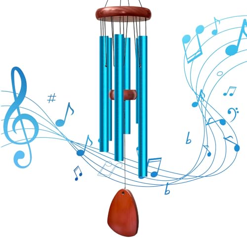 28" Blue Wind Chimes for Outside, Windchimes Outdoor, Garden Decoration | Deep Tone, Lovely Wind Chimes, 6 Aluminum Tubes, Enjoyable Atmospher,Gift Choice - color: Blue