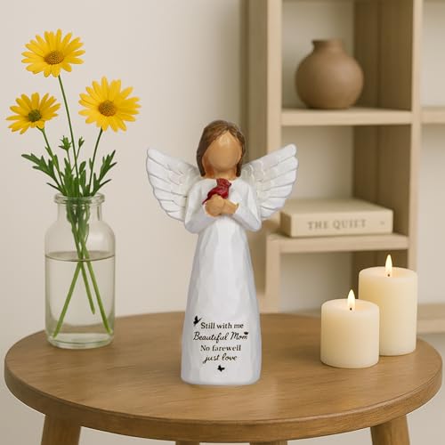 Angel Cardinal Gifts for Women Red Cardinal Decor Angel Figurine Sympathy Gifts for Loss of Mother Mom One Grief Gifts for Women Memorial Cardinal Gift Resin Home Decor Sculpted Hand-Painted - style: Cardinals 1